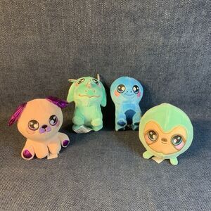 Lot of 4 Squeezamals Plush Figures Sloth Stegosaurus Puppy Triceratops 4”